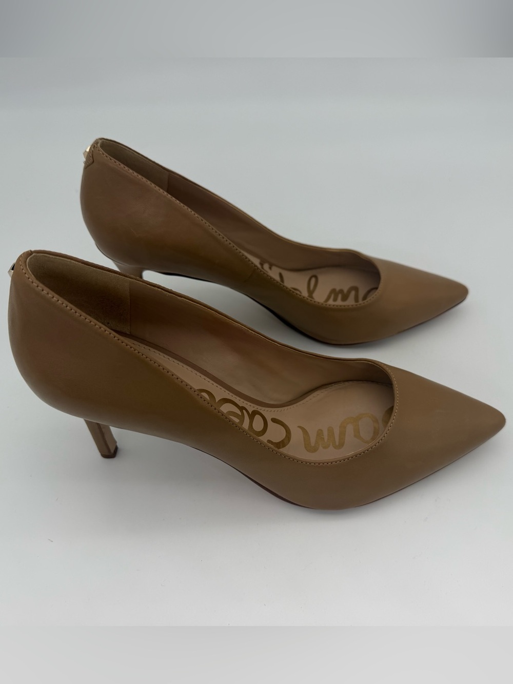Sam Edelman Tristan Tan Nude Leather Pointed Toe Pumps Size 8.5 - Picture 4 of 10